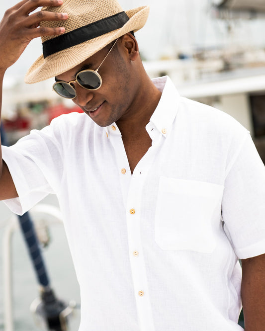 The Casa Blanca Short Sleeve White Linen Shirt