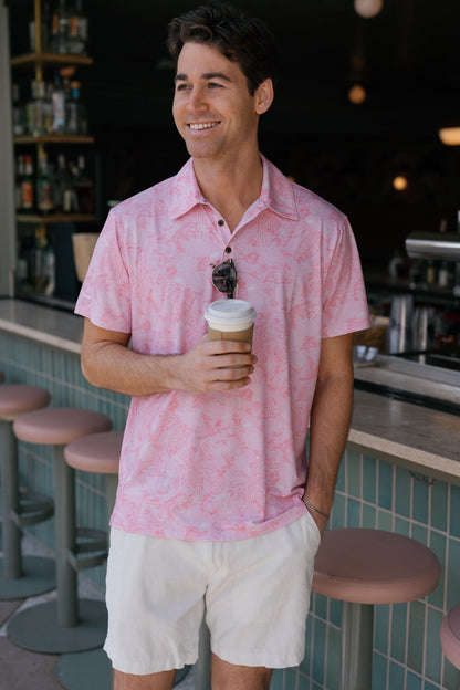 The 19th Hole Pink Golf Shirt