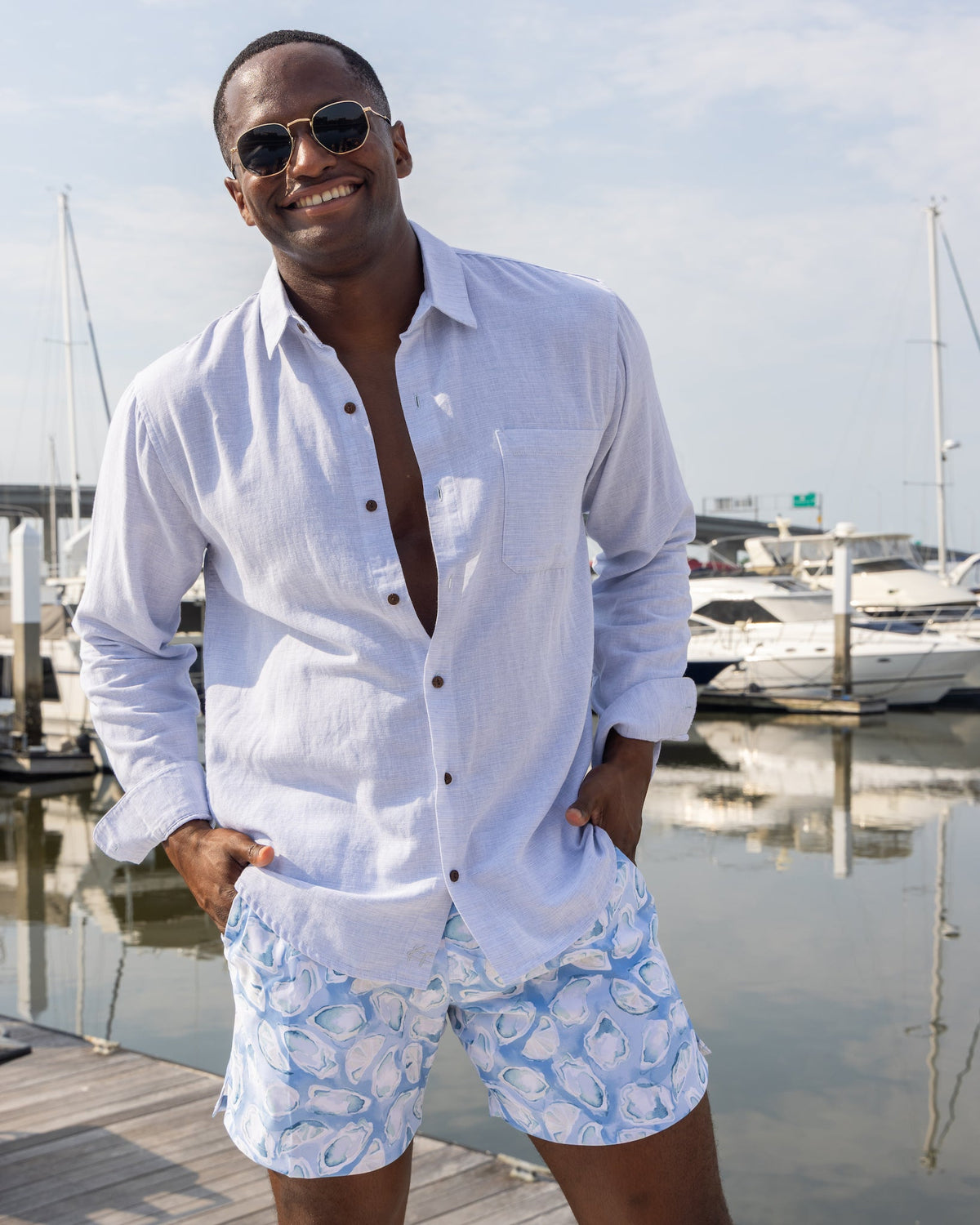 The Ice Breaker Long Sleeve Blue Linen Shirt
