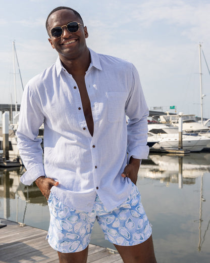 The Ice Breaker Long Sleeve Blue Linen Shirt