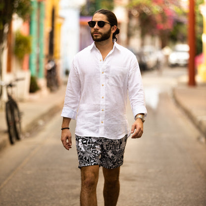 The Casa Blanca Long Sleeve White Linen Shirt