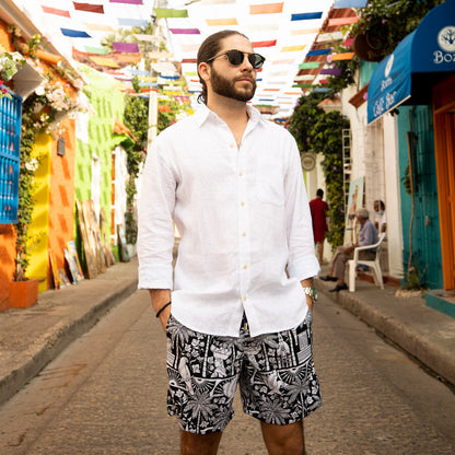 The Casa Blanca Long Sleeve White Linen Shirt
