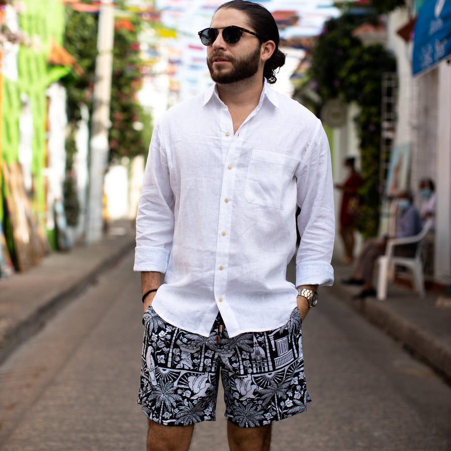 The Casa Blanca Long Sleeve White Linen Shirt
