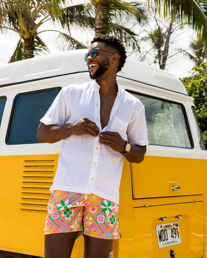 The Casa Blanca Short Sleeve White Linen Shirt