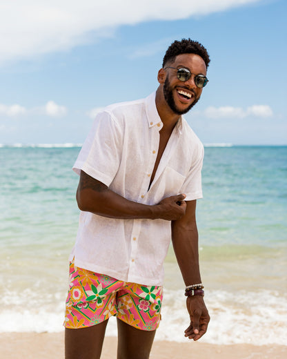 The Casa Blanca Short Sleeve White Linen Shirt