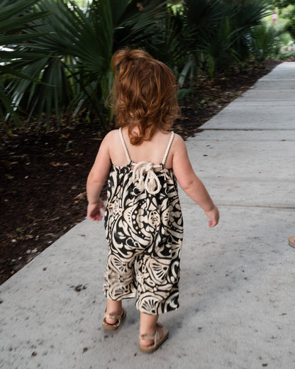 The Mallorca Linen Girls Jumpsuit with Rope Straps