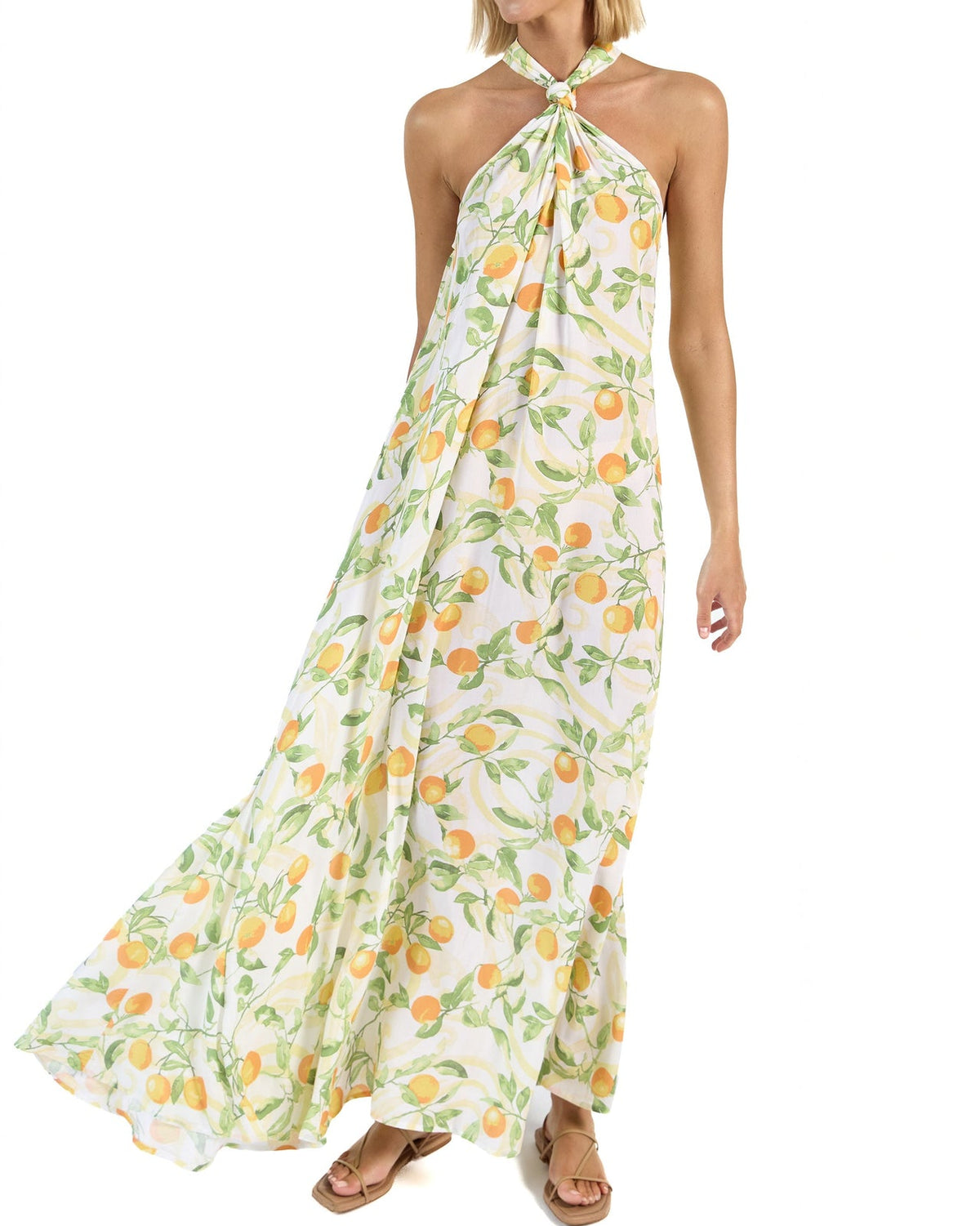 The Valencia Women's Knotted Halter Maxi Dress