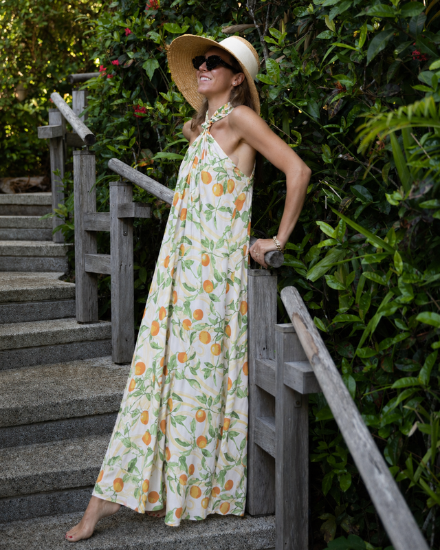 The Valencia Women's Knotted Halter Maxi Dress