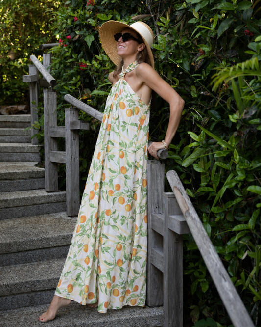 The Valencia Women's Knotted Halter Maxi Dress